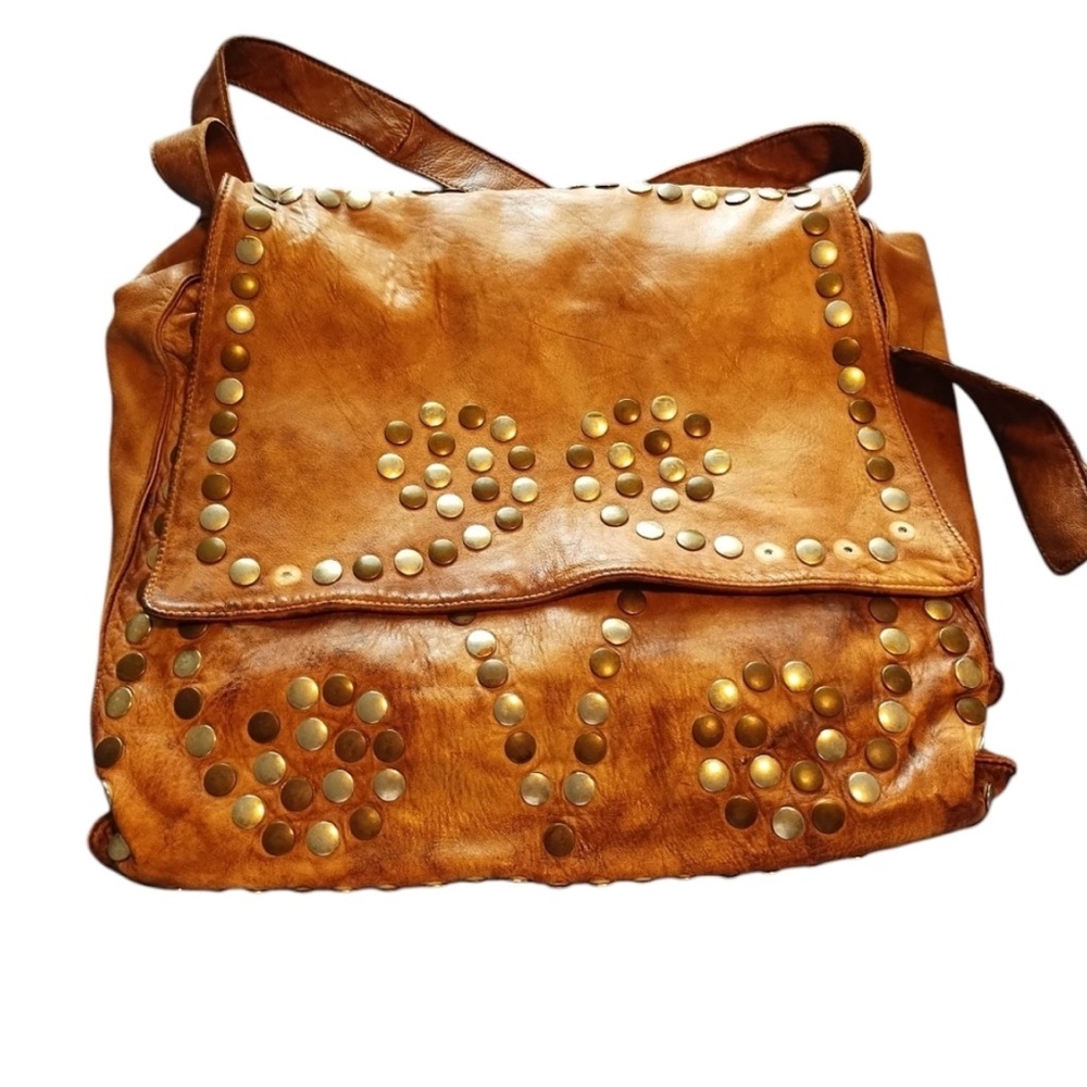 BLUR Brown Leather Studded Women Bag